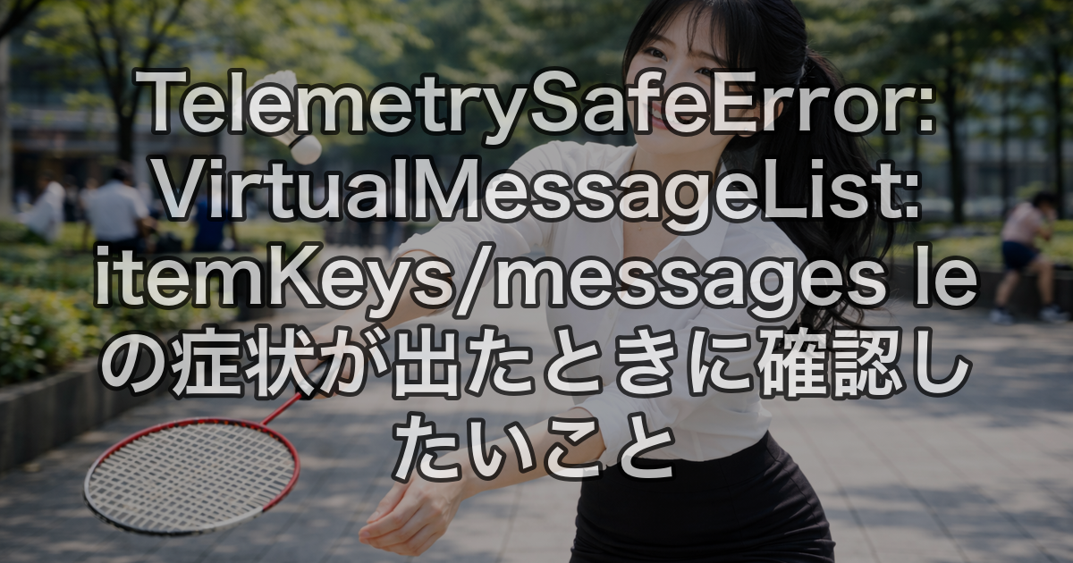 TelemetrySafeError: VirtualMessageList: itemKeys/messages le の症状が出たときに確認したいこと