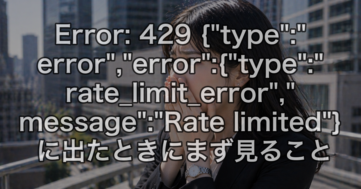 Error: 429 {"type":"error","error":{"type":"rate_limit_error","message":"Rate limited"} に出たときにまず見ること