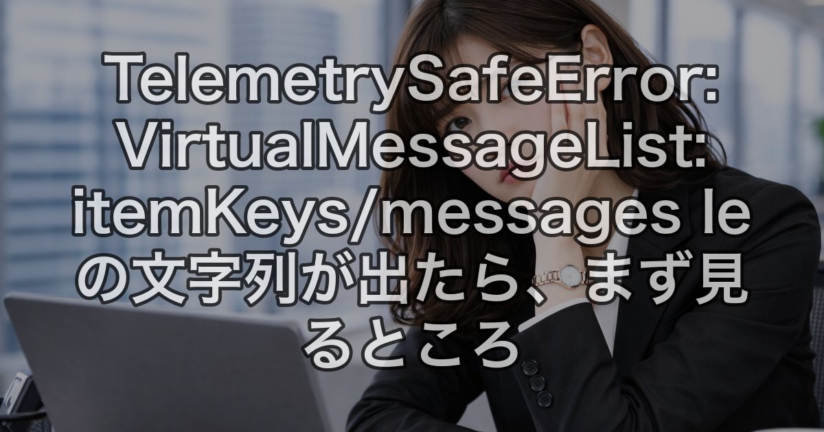 TelemetrySafeError: VirtualMessageList: itemKeys/messages le の文字列が出たら、まず見るところ