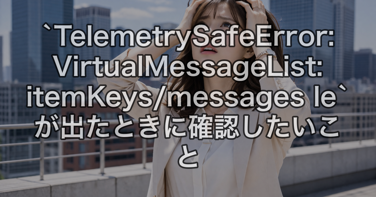 `TelemetrySafeError: VirtualMessageList: itemKeys/messages le` が出たときに確認したいこと