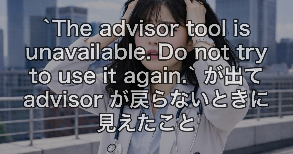 `The advisor tool is unavailable. Do not try to use it again.` が出て advisor が戻らないときに見えたこと