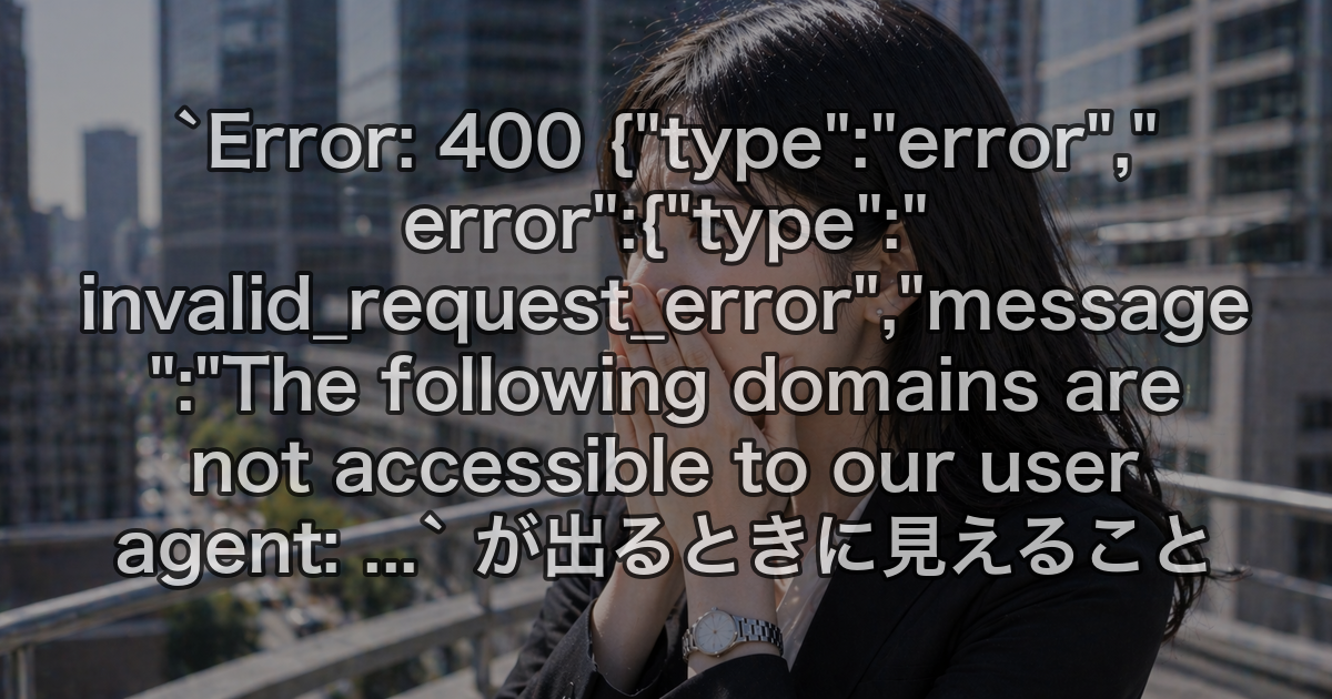 `Error: 400 {"type":"error","error":{"type":"invalid_request_error","message":"The following domains are not accessible to our user agent: ...` が出るときに見えること