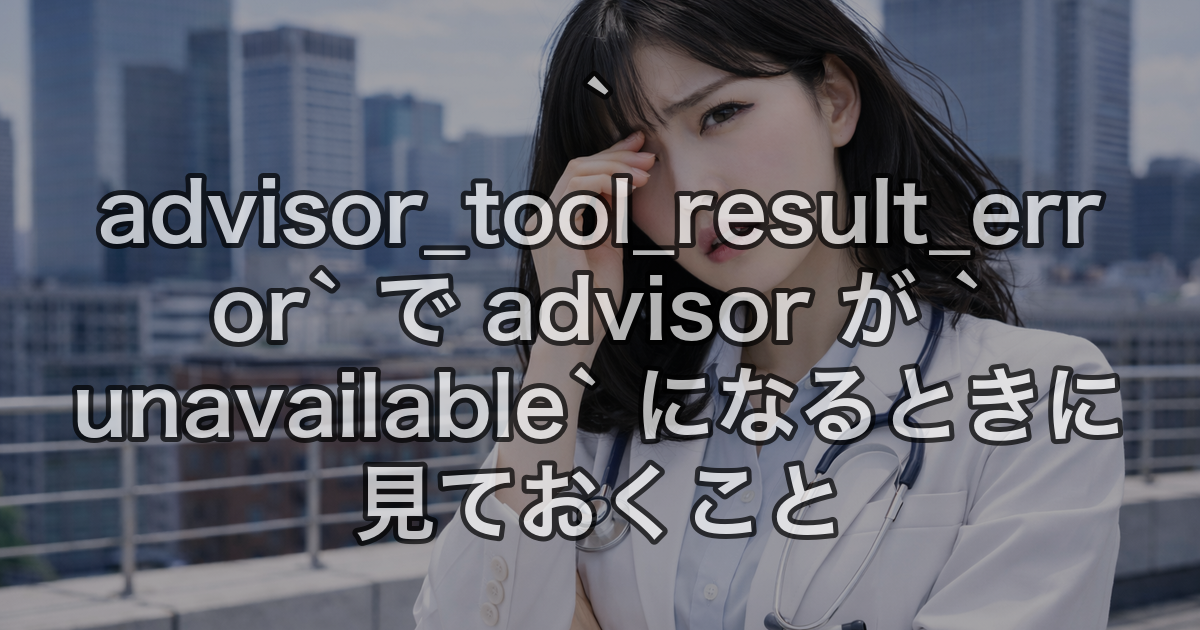 `advisor_tool_result_error` で advisor が `unavailable` になるときに見ておくこと