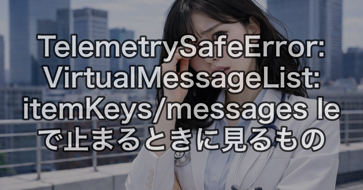 TelemetrySafeError: VirtualMessageList: itemKeys/messages le で止まるときに見るもの